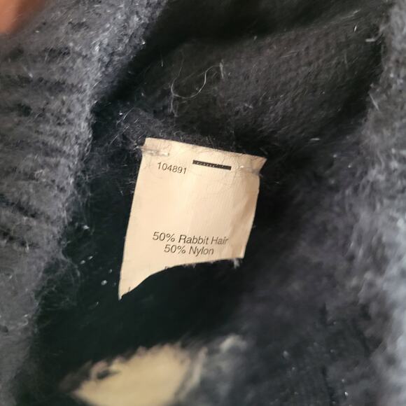 Wallace Madewell Pullover Sweater Womens Small Polka Dot Rabbit Hair Blend Black - Picture 5 of 9